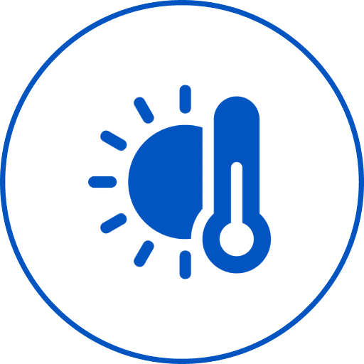 Blue temperature and sun symbol