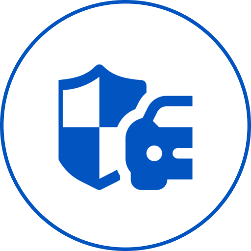 Blue shield and lock icon