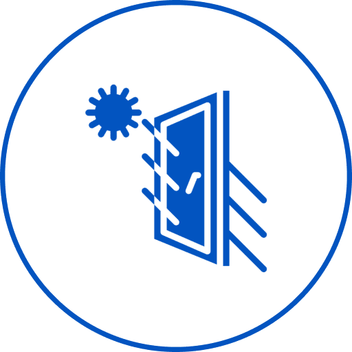 Digital security emblem in blue