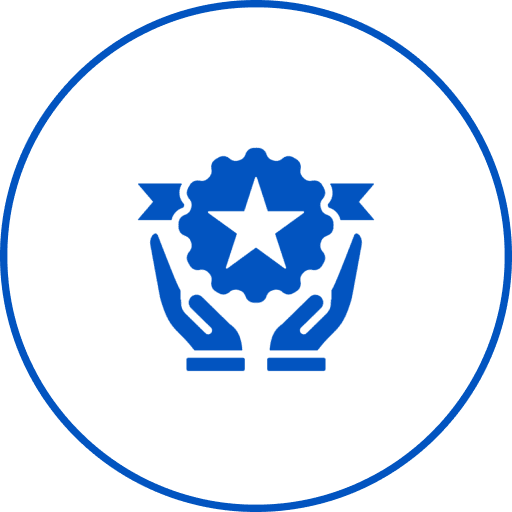 Blue star emblem and hands