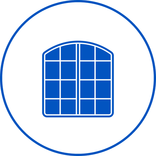 Minimalist icon of a blue window